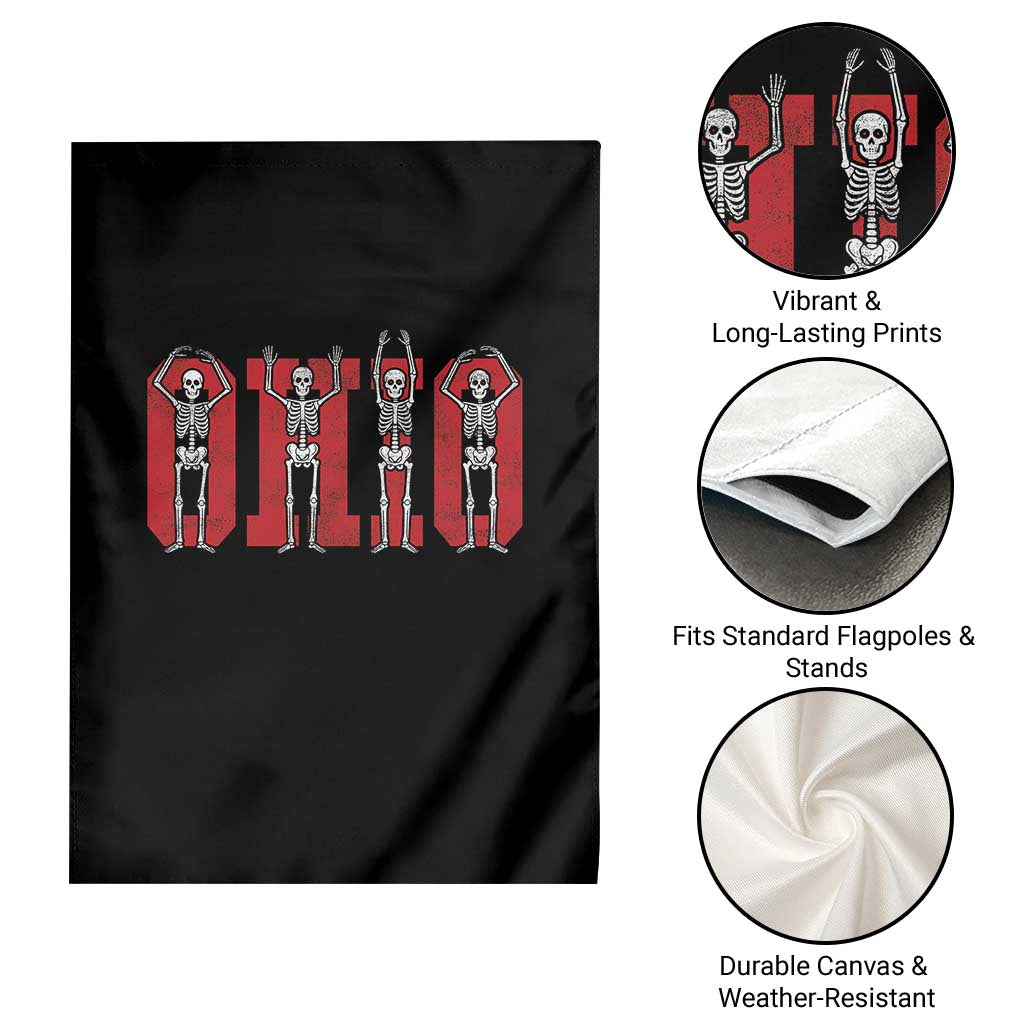 O-H-I-O State Garden Flag Funny Skeletons Ohio Vintage Halloween Team - Wonder Print Shop