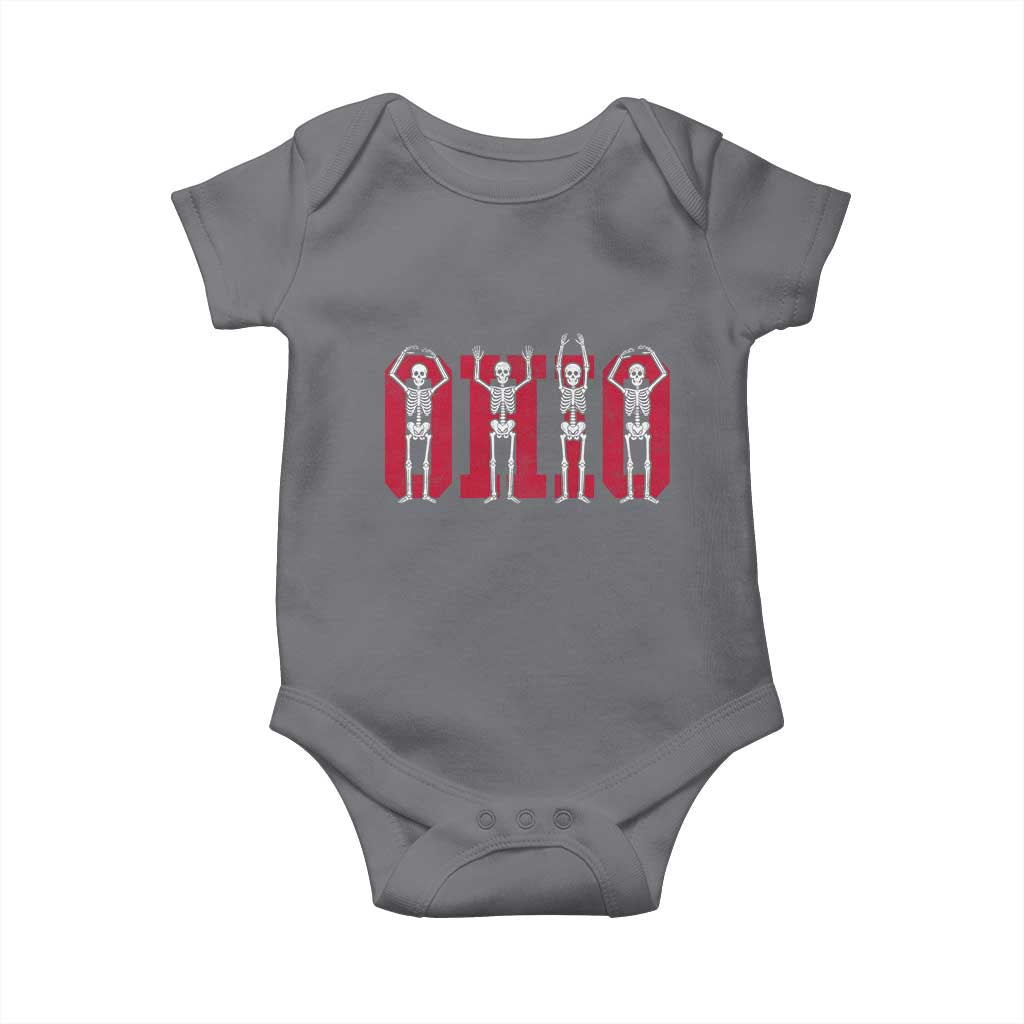 O-H-I-O State Baby Onesie Funny Skeletons Ohio Vintage Halloween Team - Wonder Print Shop