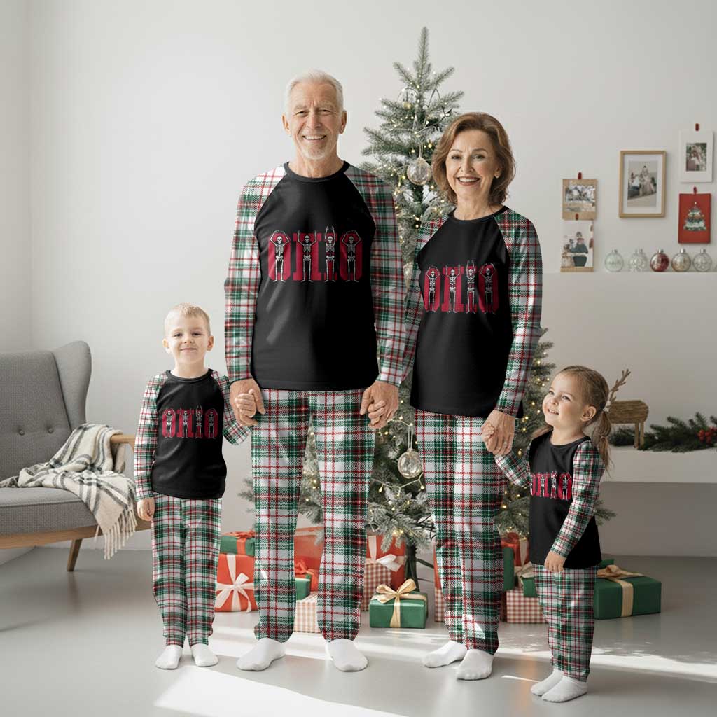 O-H-I-O State Plaid Pajama Set Funny Skeletons Ohio Vintage Halloween Team - Wonder Print Shop