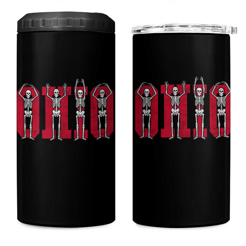 O-H-I-O State 4 in 1 Can Cooler Tumbler Funny Skeletons Ohio Vintage Halloween Team - Wonder Print Shop