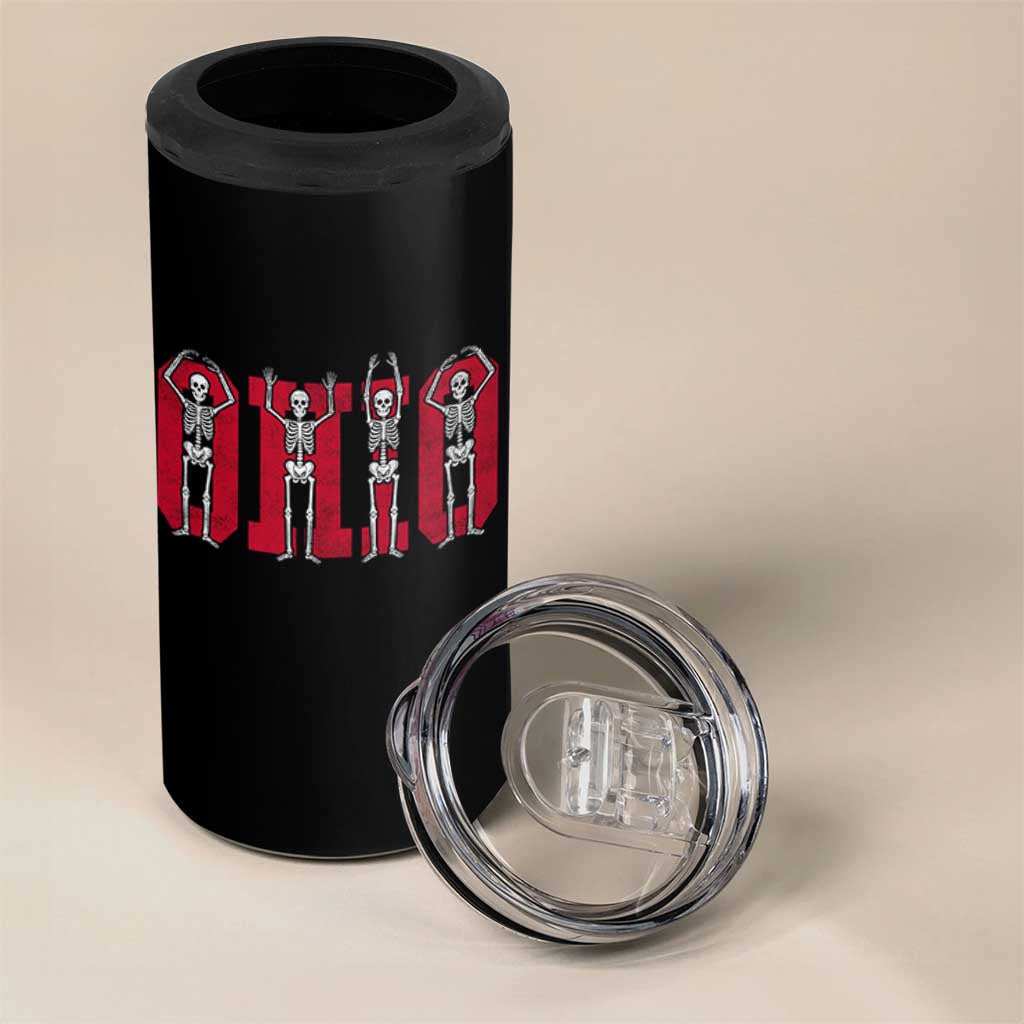 O-H-I-O State 4 in 1 Can Cooler Tumbler Funny Skeletons Ohio Vintage Halloween Team - Wonder Print Shop