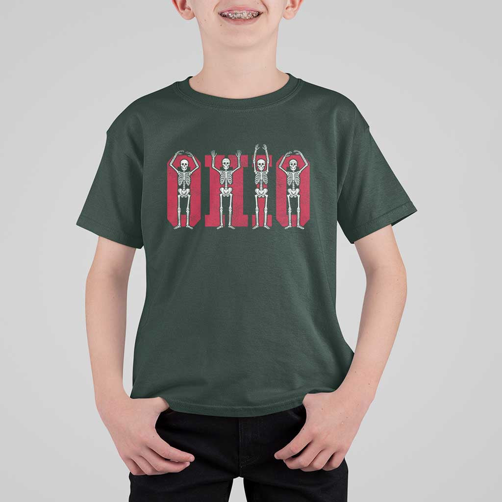 O-H-I-O State T Shirt For Kid Funny Skeletons Ohio Vintage Halloween Team - Wonder Print Shop