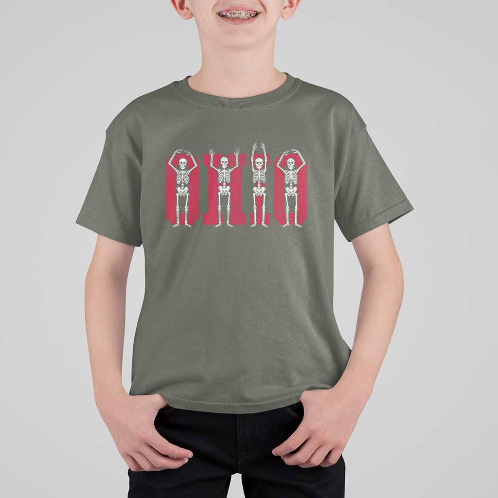 O-H-I-O State T Shirt For Kid Funny Skeletons Ohio Vintage Halloween Team - Wonder Print Shop