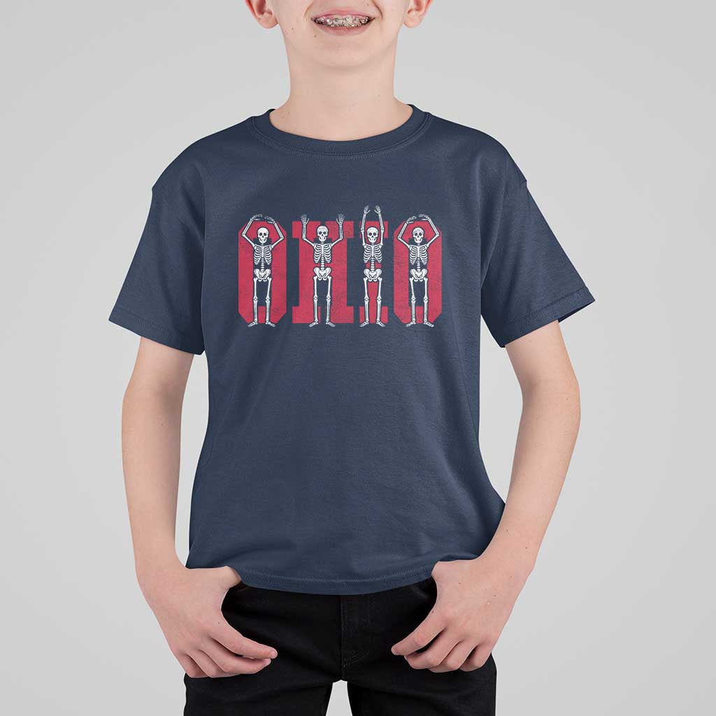 O-H-I-O State T Shirt For Kid Funny Skeletons Ohio Vintage Halloween Team - Wonder Print Shop