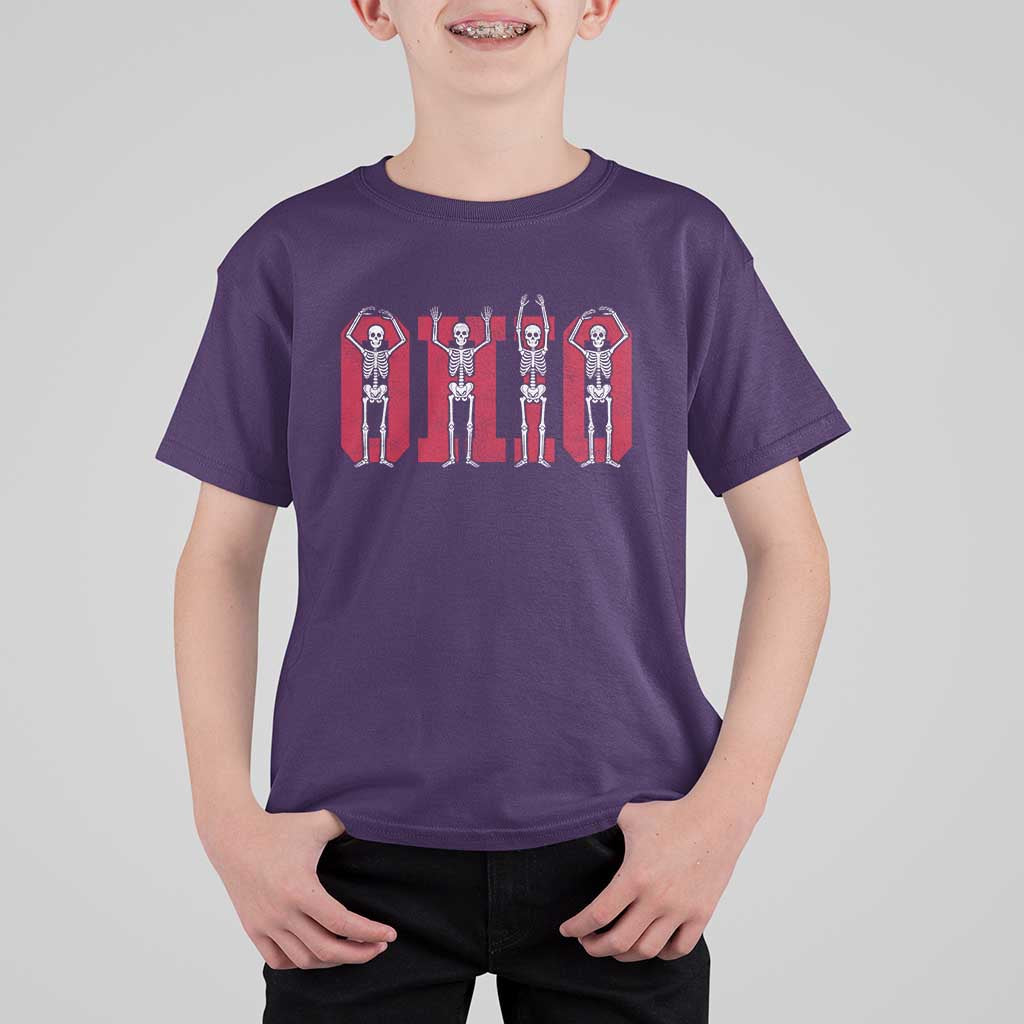 O-H-I-O State T Shirt For Kid Funny Skeletons Ohio Vintage Halloween Team - Wonder Print Shop