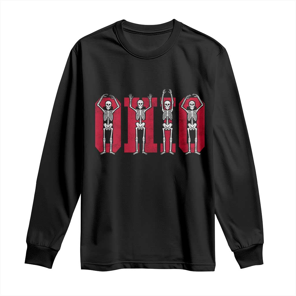 O-H-I-O State Long Sleeve Shirt Funny Skeletons Ohio Vintage Halloween Team - Wonder Print Shop