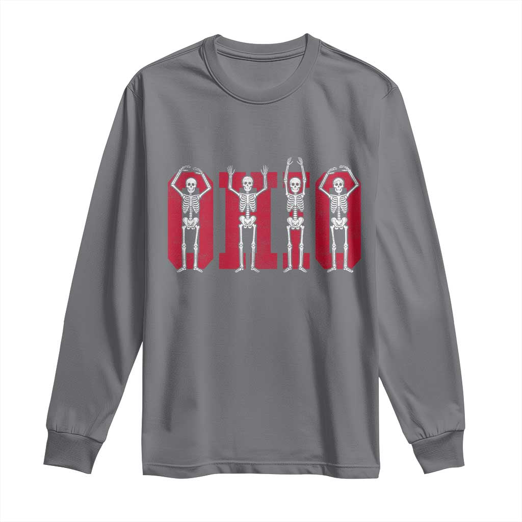 O-H-I-O State Long Sleeve Shirt Funny Skeletons Ohio Vintage Halloween Team - Wonder Print Shop
