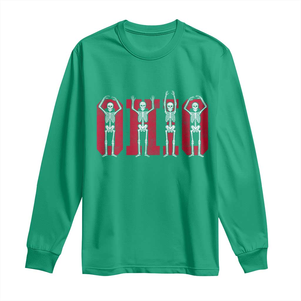 O-H-I-O State Long Sleeve Shirt Funny Skeletons Ohio Vintage Halloween Team - Wonder Print Shop
