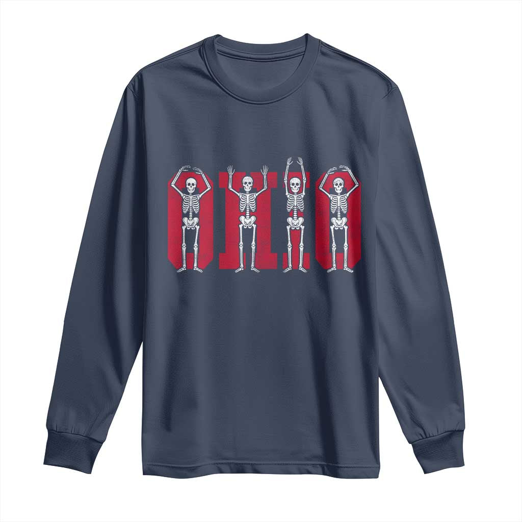 O-H-I-O State Long Sleeve Shirt Funny Skeletons Ohio Vintage Halloween Team - Wonder Print Shop