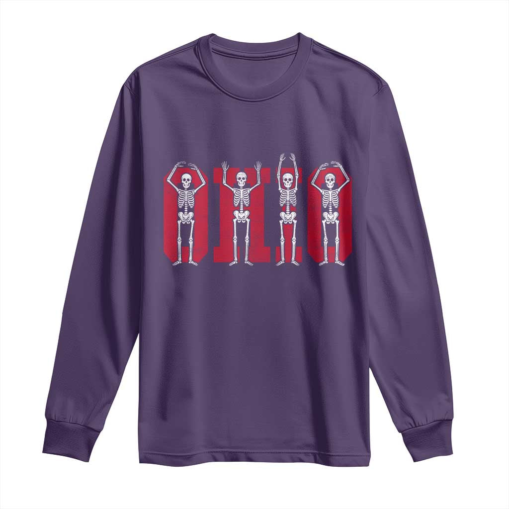 O-H-I-O State Long Sleeve Shirt Funny Skeletons Ohio Vintage Halloween Team - Wonder Print Shop