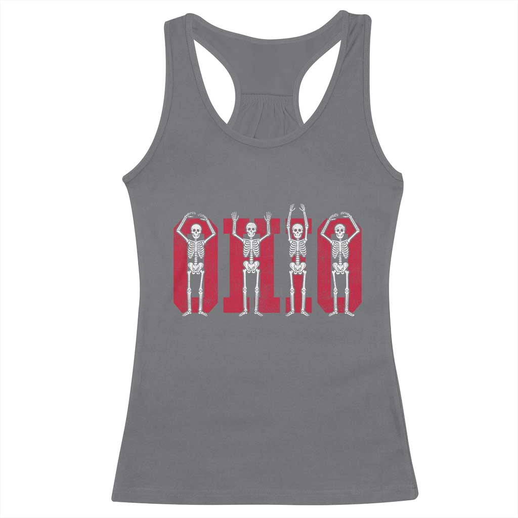 O-H-I-O State Racerback Tank Top Funny Skeletons Ohio Vintage Halloween Team - Wonder Print Shop