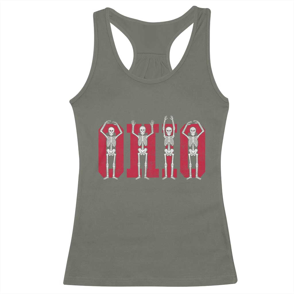 O-H-I-O State Racerback Tank Top Funny Skeletons Ohio Vintage Halloween Team - Wonder Print Shop