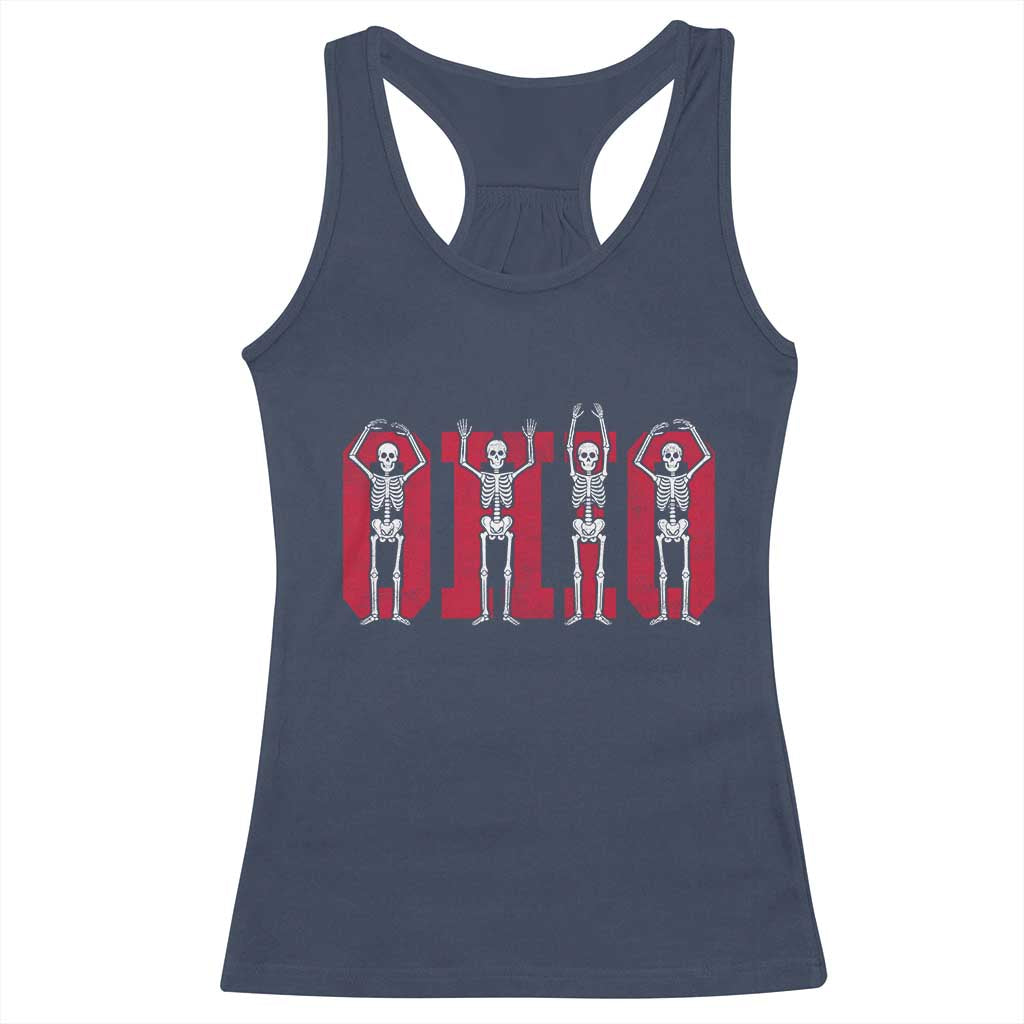 O-H-I-O State Racerback Tank Top Funny Skeletons Ohio Vintage Halloween Team - Wonder Print Shop