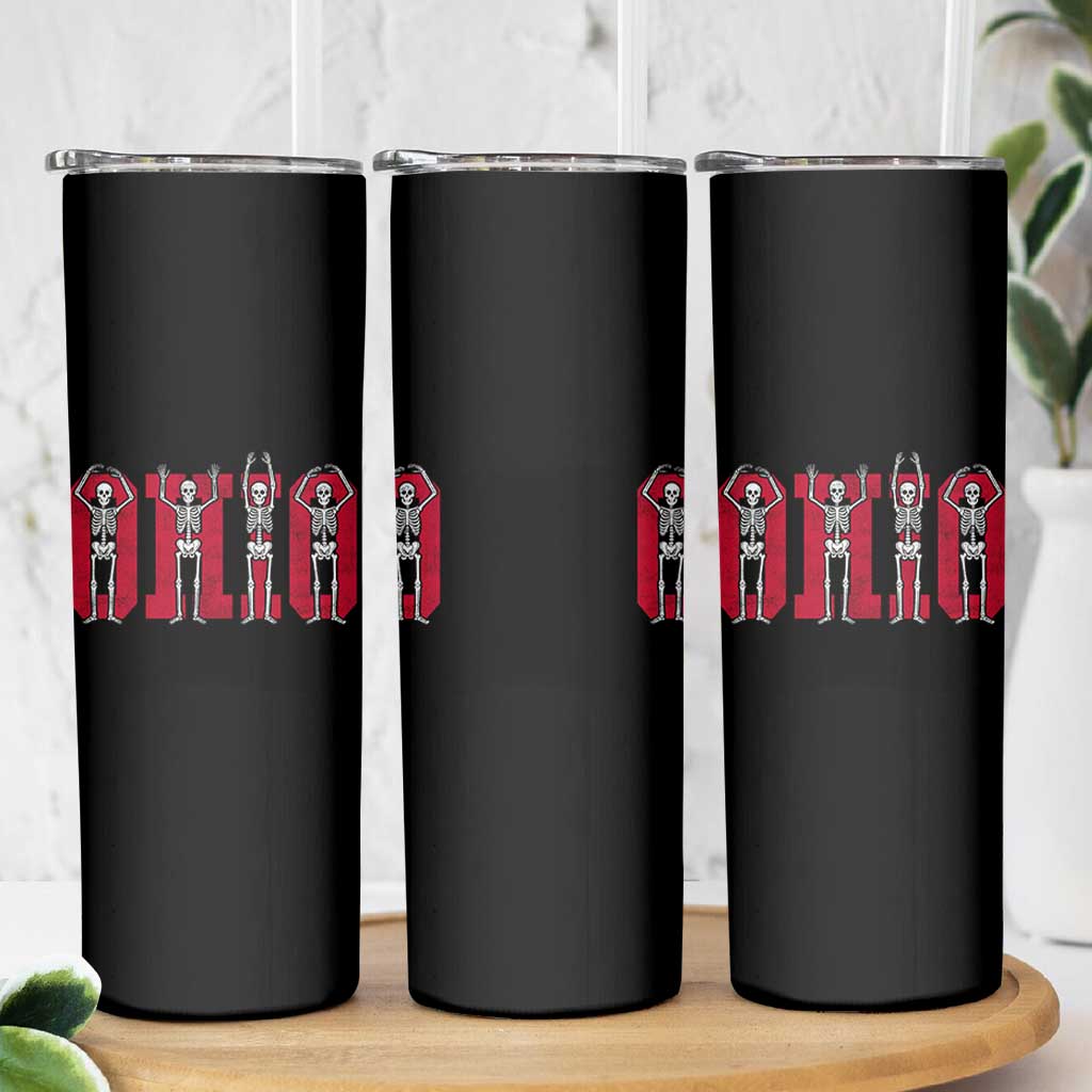 O-H-I-O State Skinny Tumbler Funny Skeletons Ohio Vintage Halloween Team - Wonder Print Shop