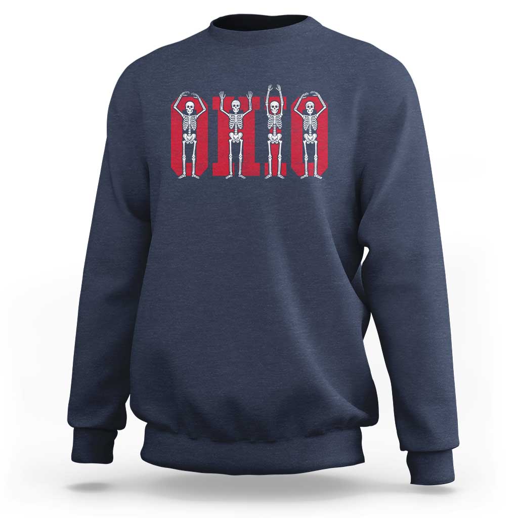 O-H-I-O State Sweatshirt Funny Skeletons Ohio Vintage Halloween Team - Wonder Print Shop
