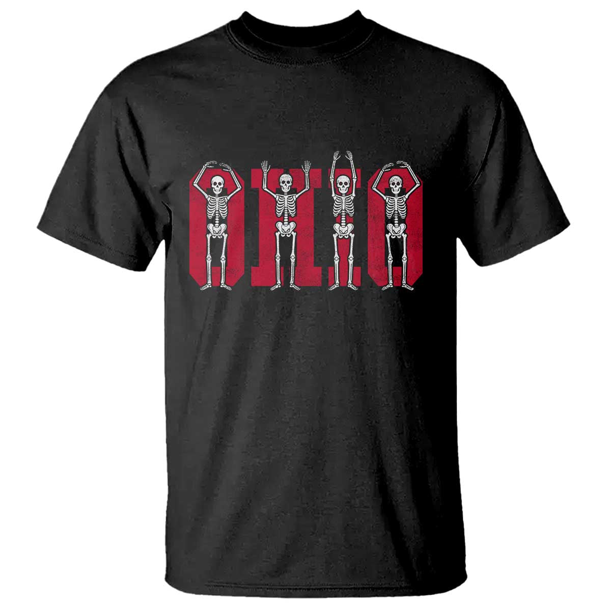 O-H-I-O State T Shirt Funny Skeletons Ohio Vintage Halloween Team - Wonder Print Shop