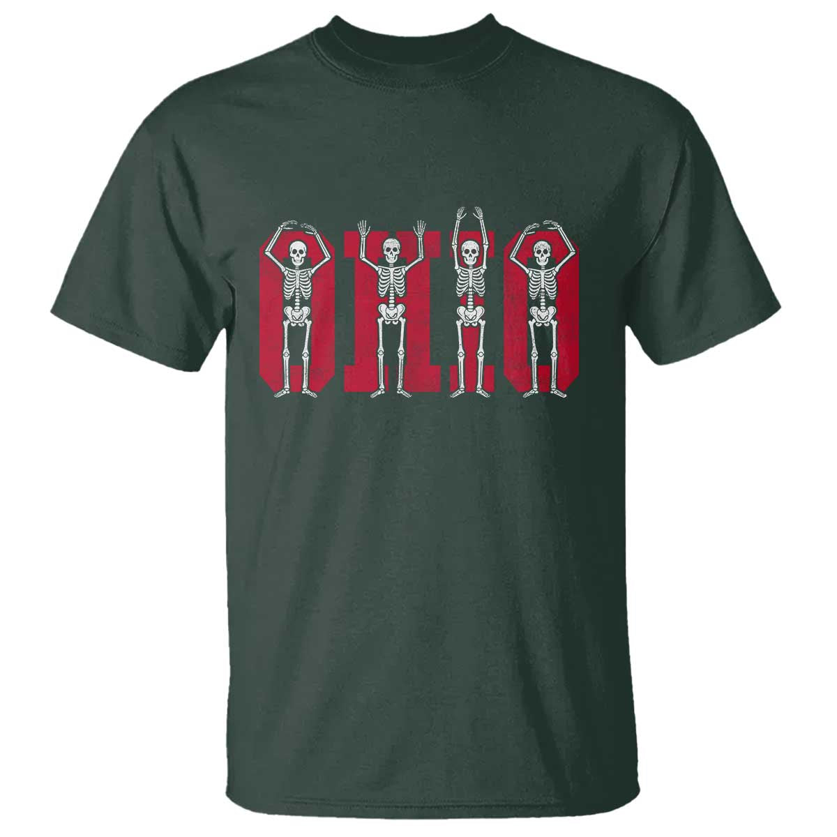 O-H-I-O State T Shirt Funny Skeletons Ohio Vintage Halloween Team - Wonder Print Shop