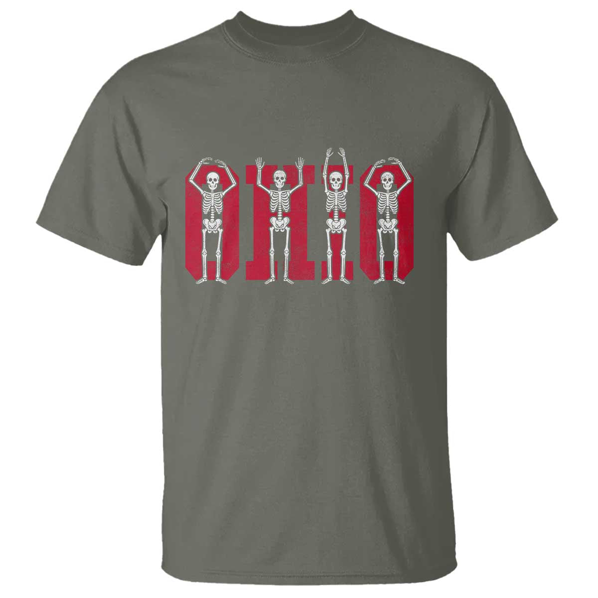 O-H-I-O State T Shirt Funny Skeletons Ohio Vintage Halloween Team - Wonder Print Shop