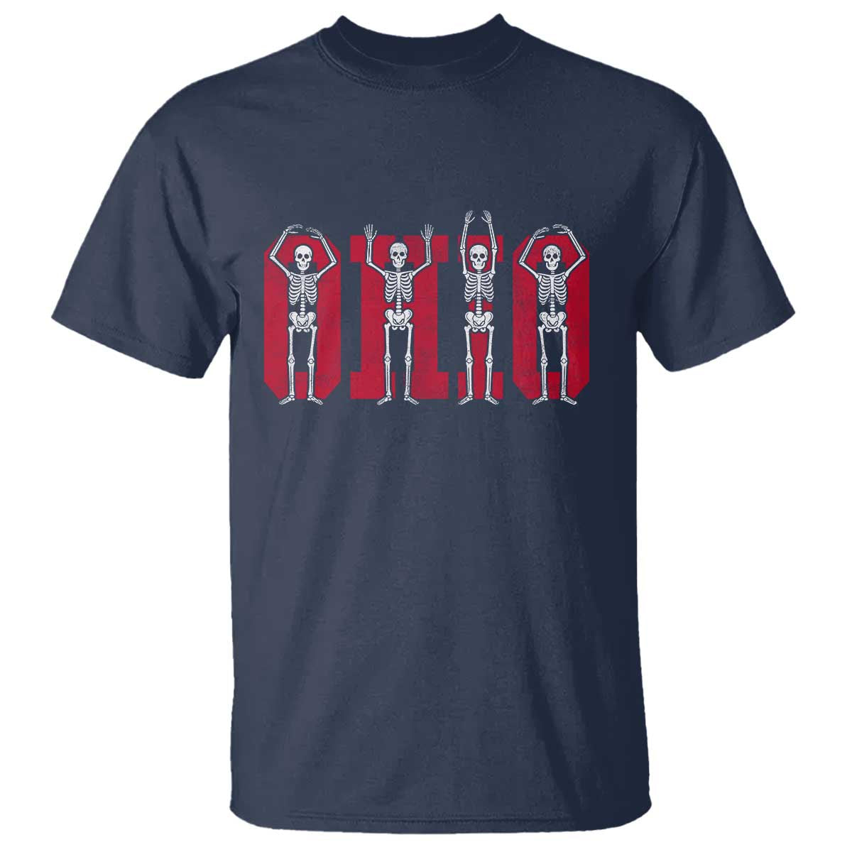 O-H-I-O State T Shirt Funny Skeletons Ohio Vintage Halloween Team - Wonder Print Shop