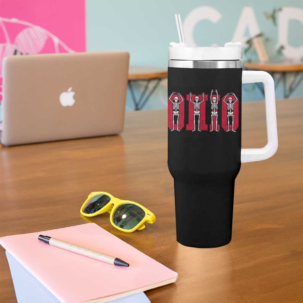 O-H-I-O State Tumbler With Handle Funny Skeletons Ohio Vintage Halloween Team - Wonder Print Shop