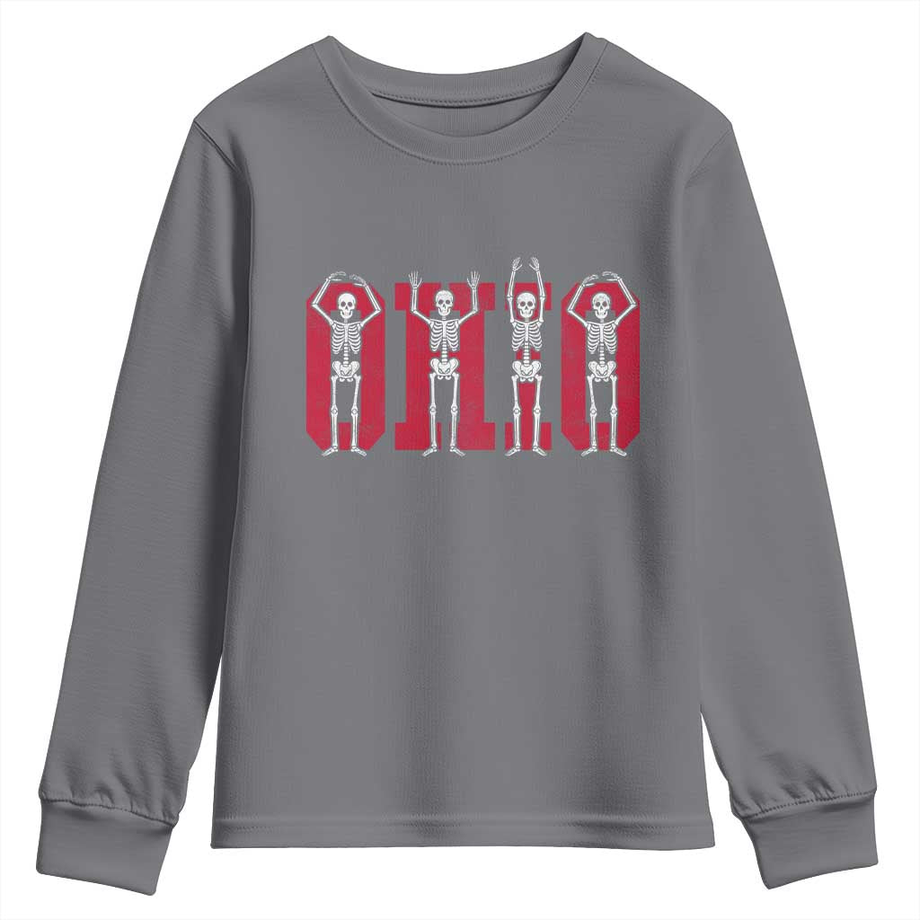 O-H-I-O State Youth Sweatshirt Funny Skeletons Ohio Vintage Halloween Team - Wonder Print Shop