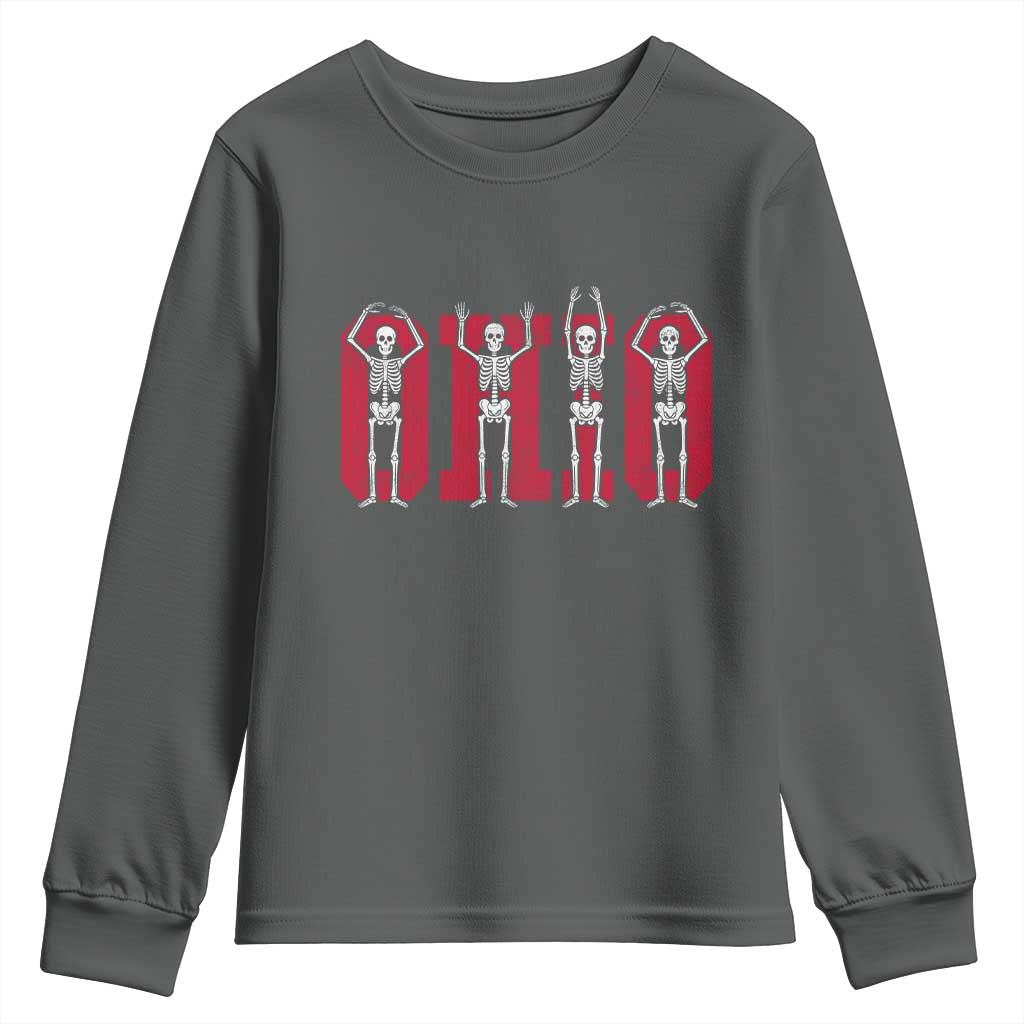 O-H-I-O State Youth Sweatshirt Funny Skeletons Ohio Vintage Halloween Team - Wonder Print Shop