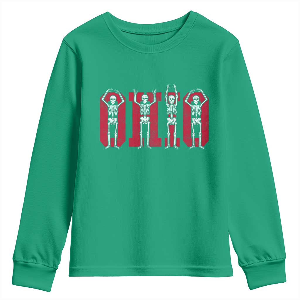 O-H-I-O State Youth Sweatshirt Funny Skeletons Ohio Vintage Halloween Team - Wonder Print Shop