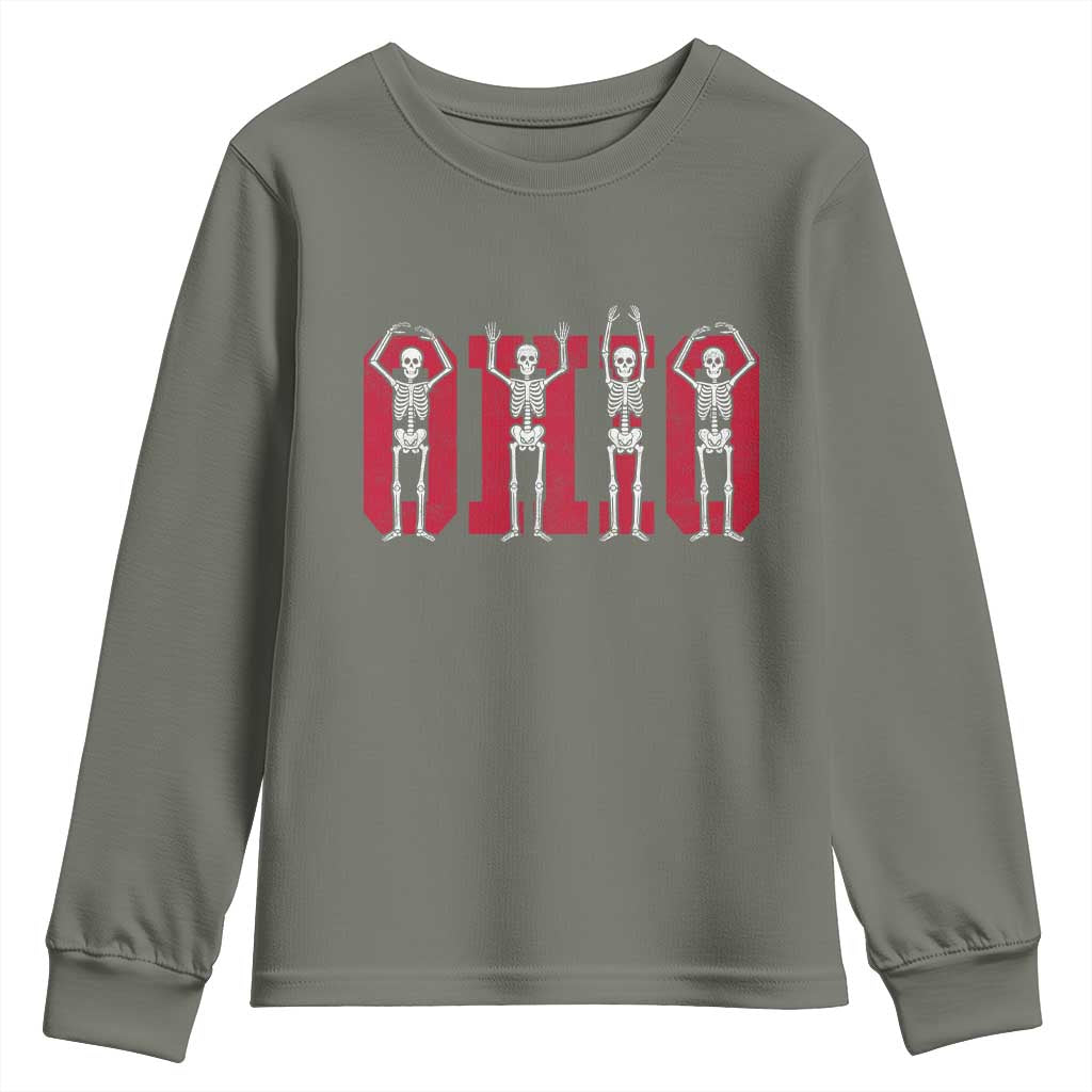 O-H-I-O State Youth Sweatshirt Funny Skeletons Ohio Vintage Halloween Team - Wonder Print Shop