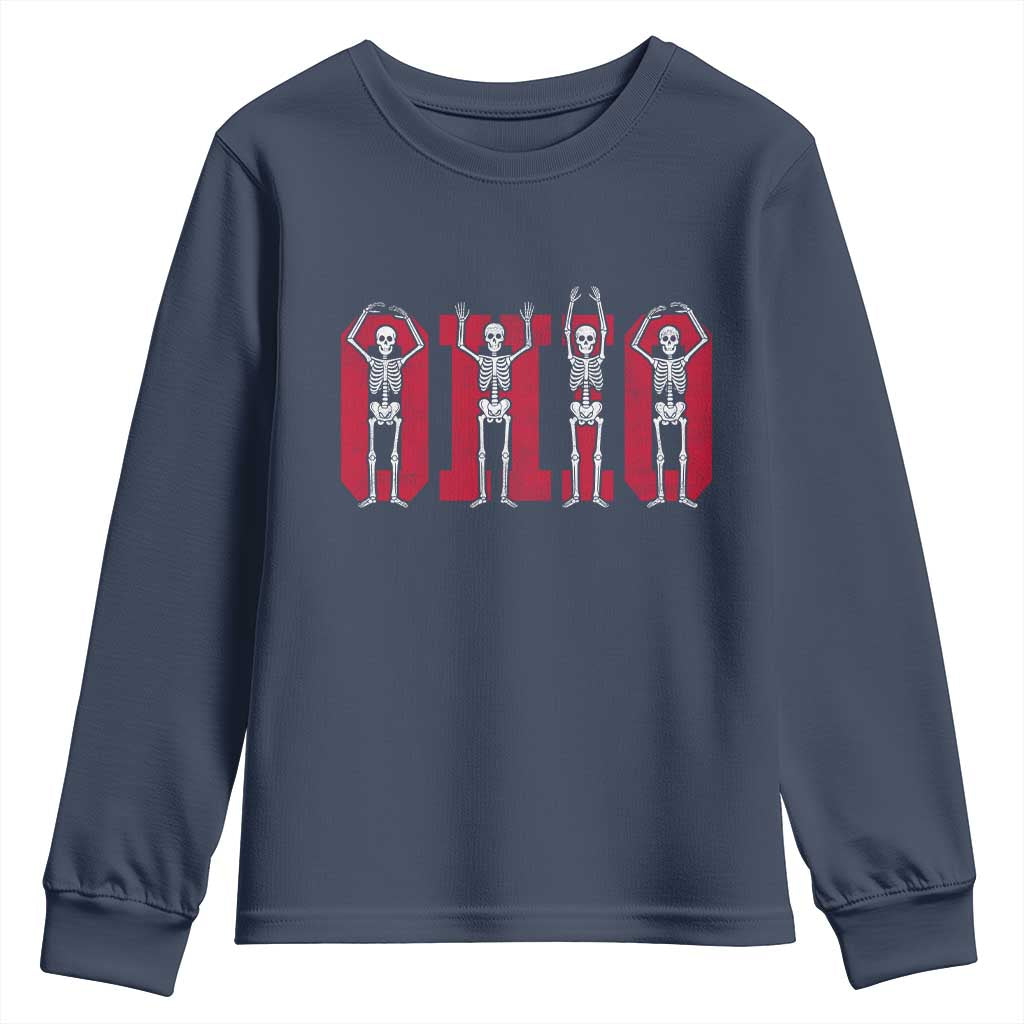 O-H-I-O State Youth Sweatshirt Funny Skeletons Ohio Vintage Halloween Team - Wonder Print Shop