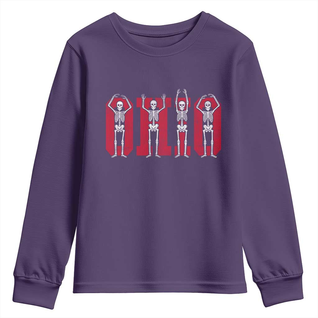 O-H-I-O State Youth Sweatshirt Funny Skeletons Ohio Vintage Halloween Team - Wonder Print Shop