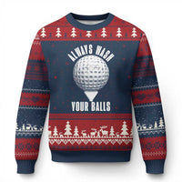 Funny Golf Ugly Christmas Sweater Always Wash Your Balls Meme - Wonder Print Shop