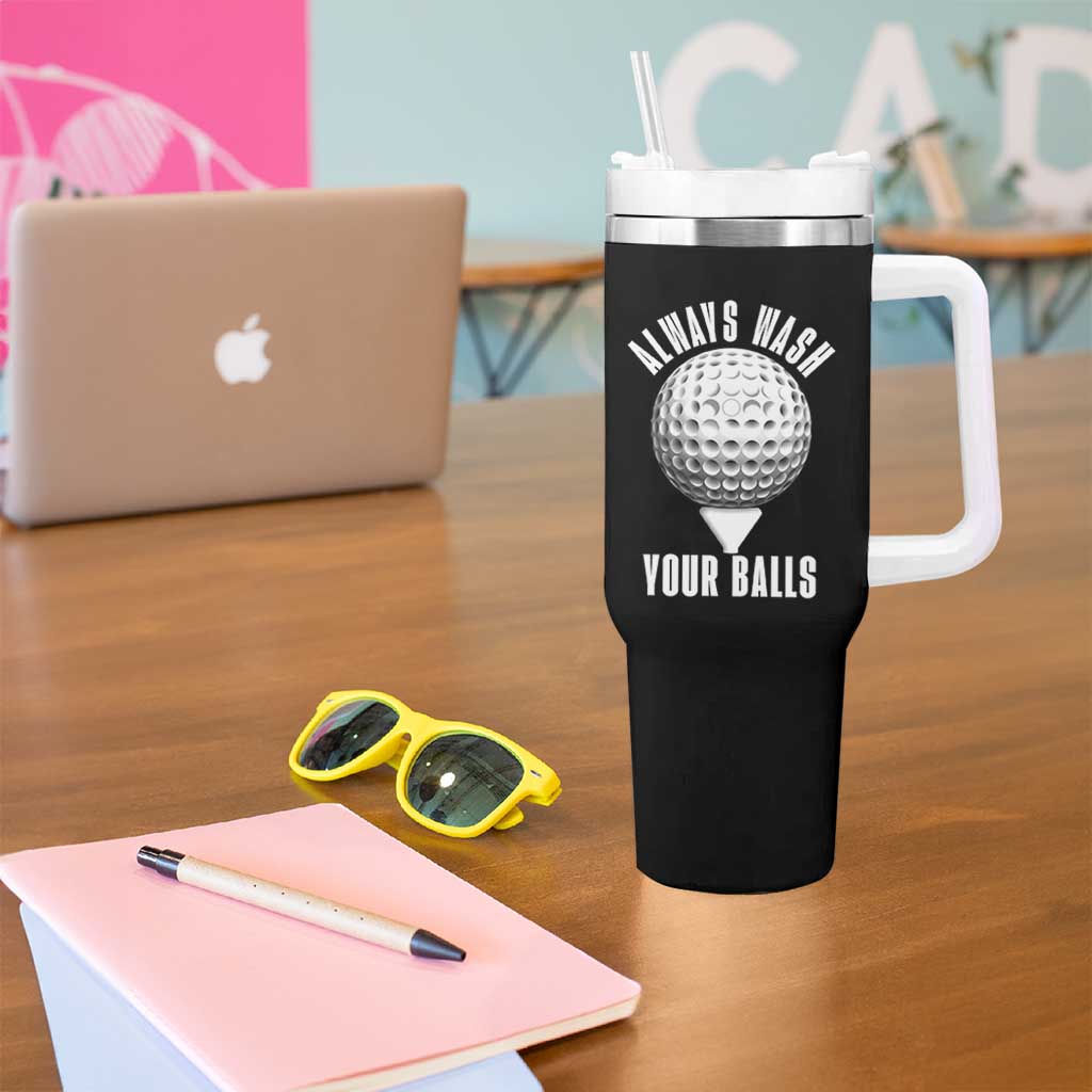 Funny Golf Tumbler With Handle Always Wash Your Balls Meme - Wonder Print Shop
