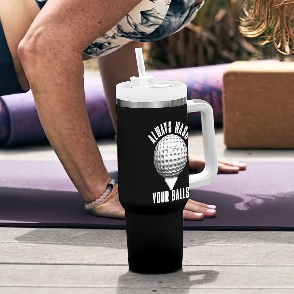 Funny Golf Tumbler With Handle Always Wash Your Balls Meme - Wonder Print Shop