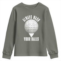 Funny Golf Youth Sweatshirt Always Wash Your Balls Meme - Wonder Print Shop