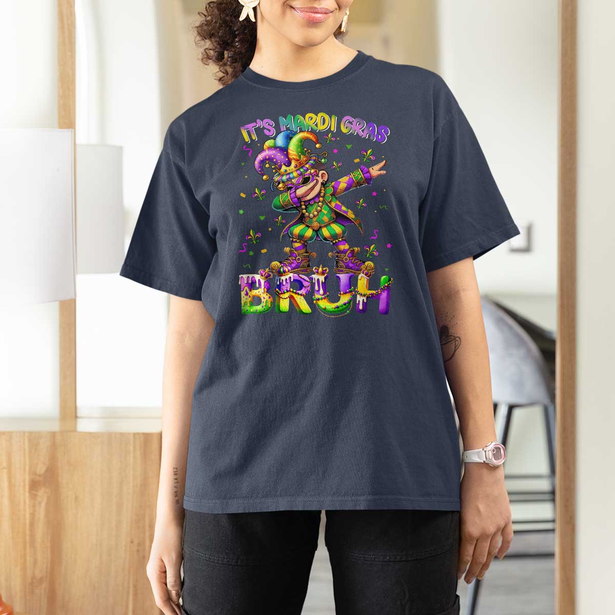 It's Mardi Gras Bruh T Shirt For Women Dabbing Boy Kids