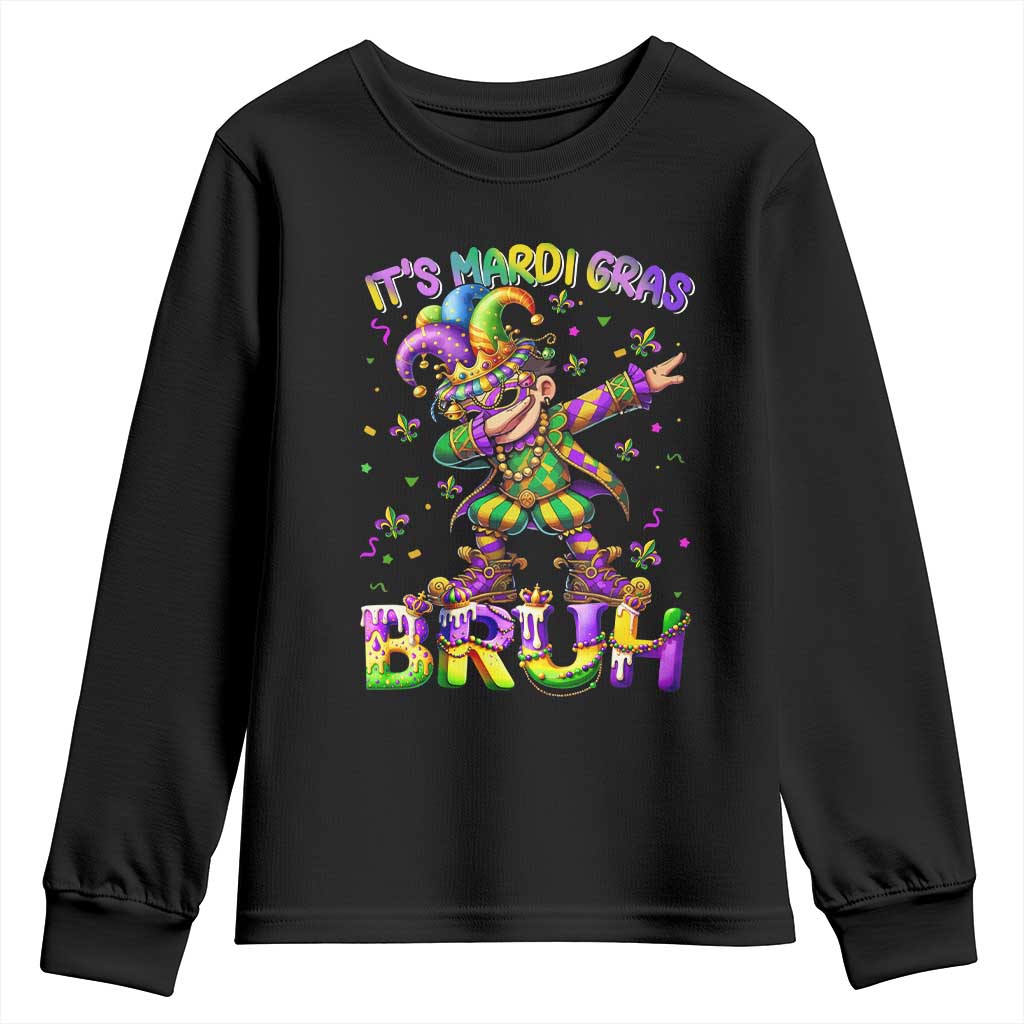 It's Mardi Gras Bruh Youth Sweatshirt Dabbing Boy Kids
