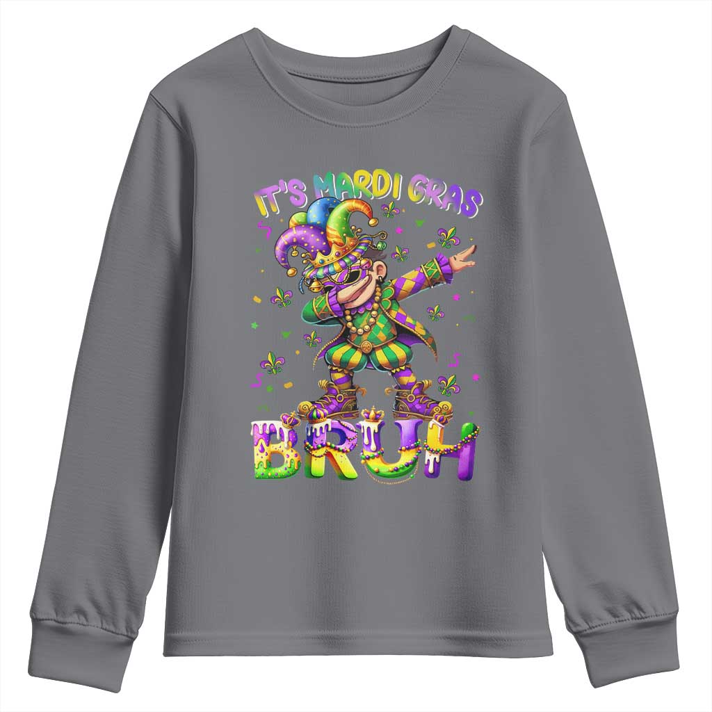 It's Mardi Gras Bruh Youth Sweatshirt Dabbing Boy Kids