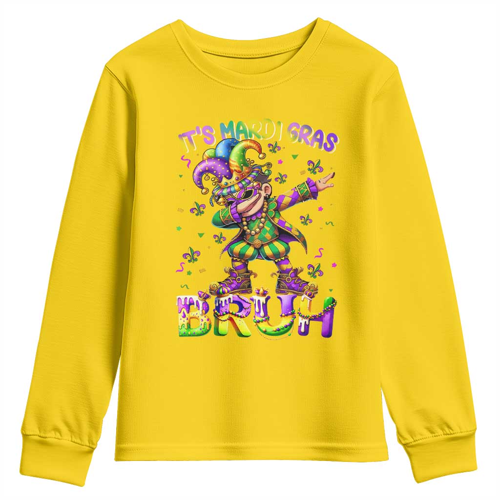 It's Mardi Gras Bruh Youth Sweatshirt Dabbing Boy Kids