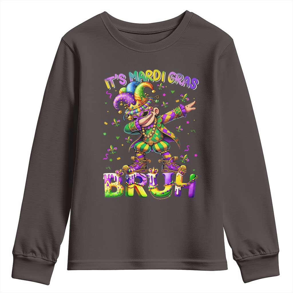 It's Mardi Gras Bruh Youth Sweatshirt Dabbing Boy Kids