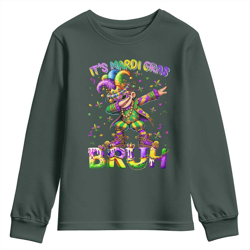 It's Mardi Gras Bruh Youth Sweatshirt Dabbing Boy Kids