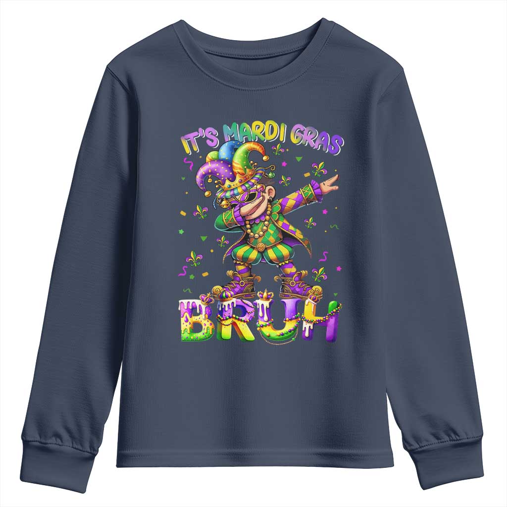 It's Mardi Gras Bruh Youth Sweatshirt Dabbing Boy Kids