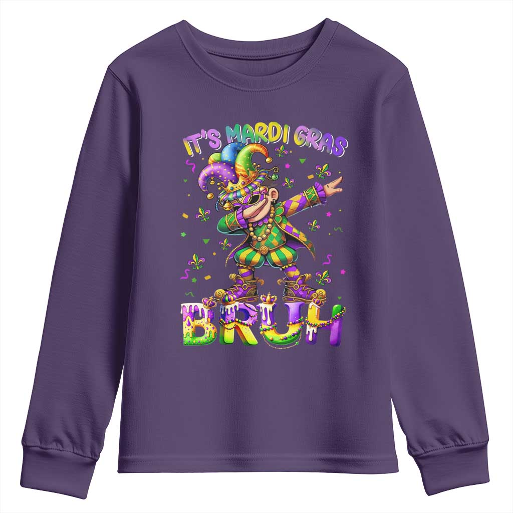 It's Mardi Gras Bruh Youth Sweatshirt Dabbing Boy Kids
