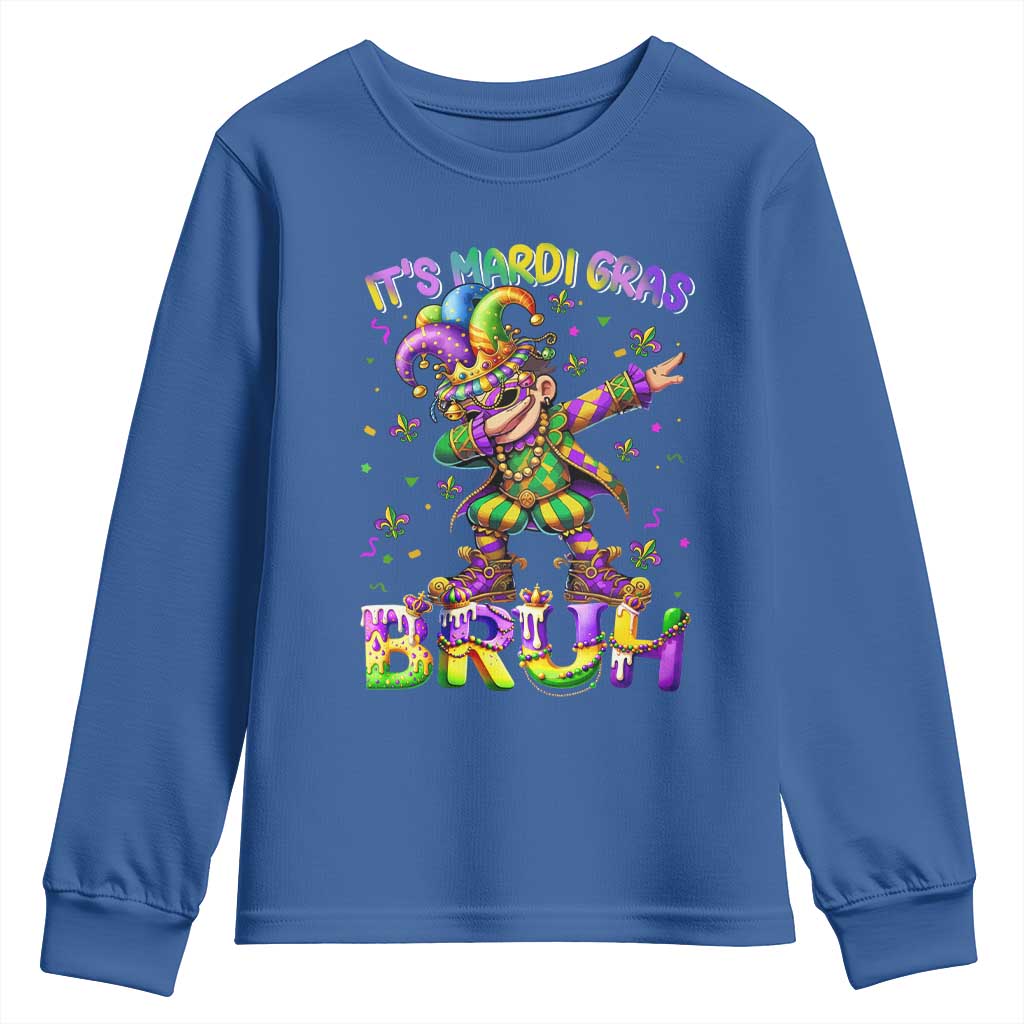 It's Mardi Gras Bruh Youth Sweatshirt Dabbing Boy Kids
