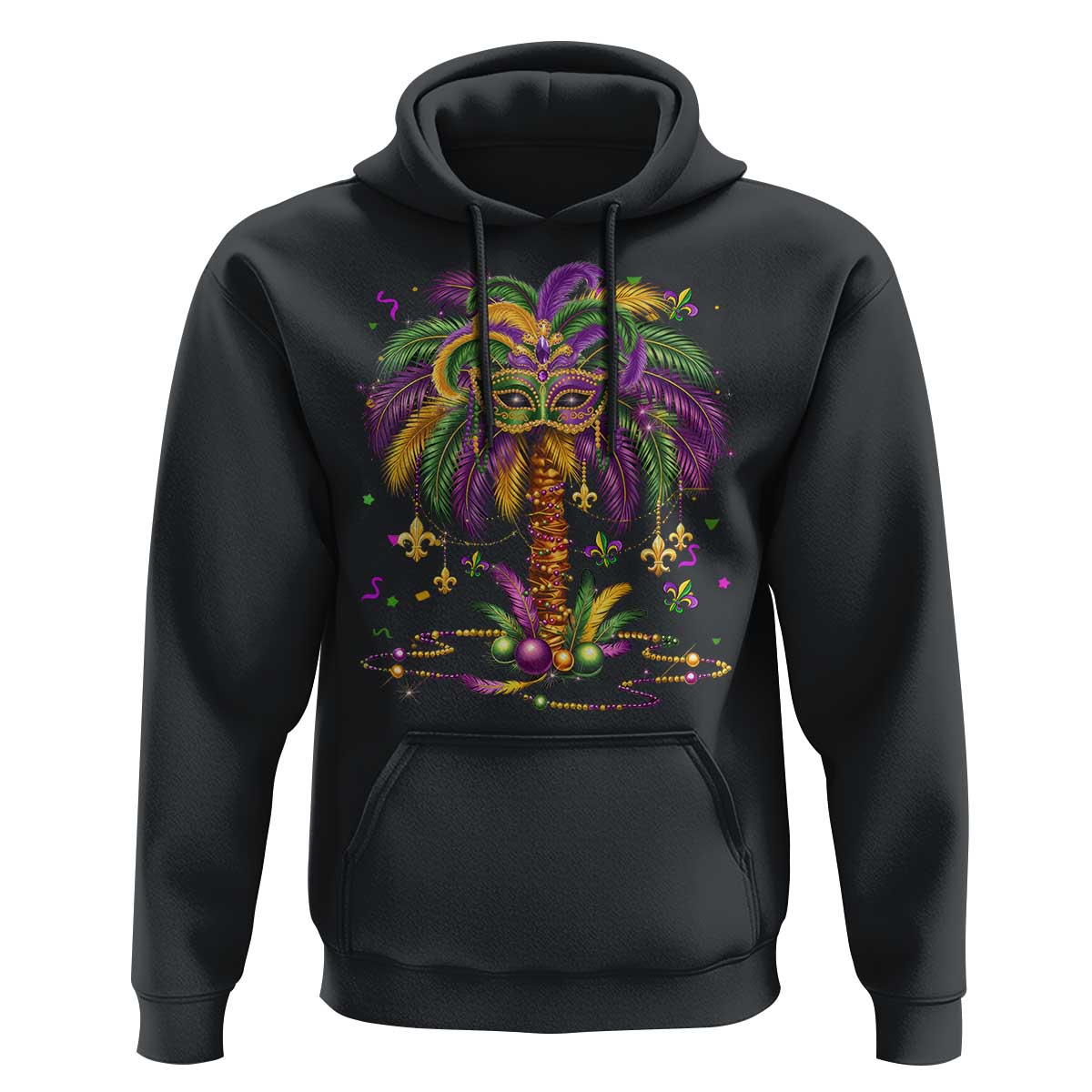 Mardi Gras Bead Tree Hoodie Carnival New Orleans Hawaiian Tropical Palm Tree 2025