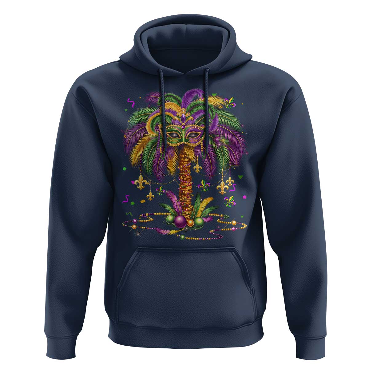 Mardi Gras Bead Tree Hoodie Carnival New Orleans Hawaiian Tropical Palm Tree 2025