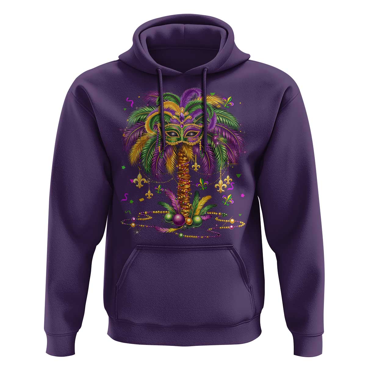 Mardi Gras Bead Tree Hoodie Carnival New Orleans Hawaiian Tropical Palm Tree 2025