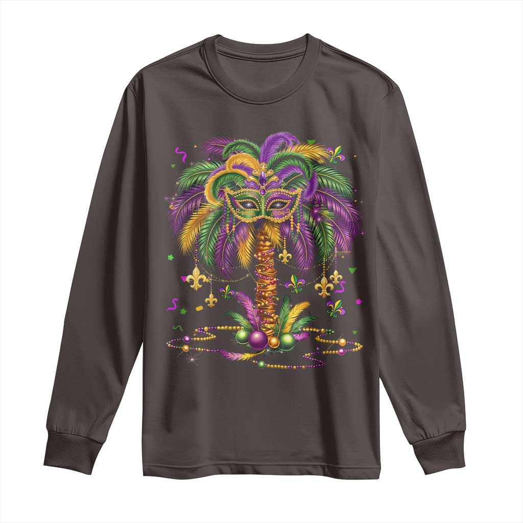 Mardi Gras Bead Tree Long Sleeve Shirt Carnival New Orleans Hawaiian Tropical Palm Tree 2025