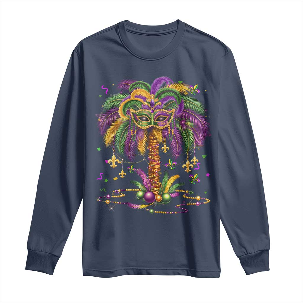 Mardi Gras Bead Tree Long Sleeve Shirt Carnival New Orleans Hawaiian Tropical Palm Tree 2025