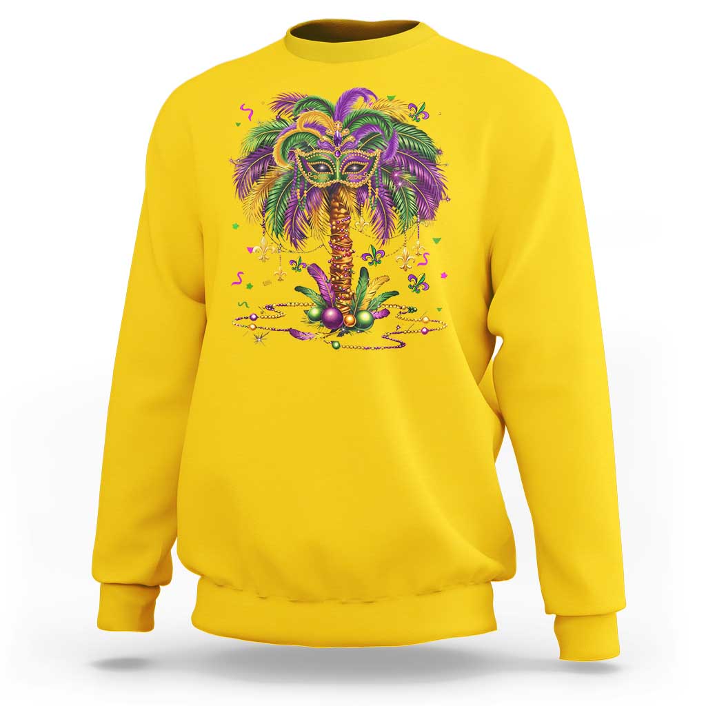 Mardi Gras Bead Tree Sweatshirt Carnival New Orleans Hawaiian Tropical Palm Tree 2025