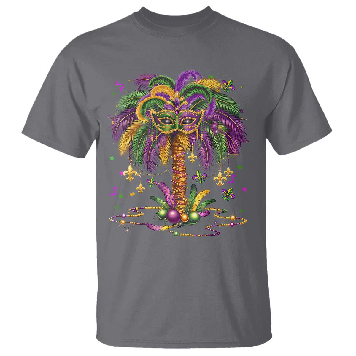 Mardi Gras Bead Tree T Shirt Carnival New Orleans Hawaiian Tropical Palm Tree 2025